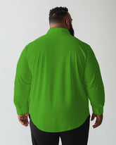 Men's Christmas Green Snowflake Santa Claus Print Plus Size Collar Long Sleeve Shirt